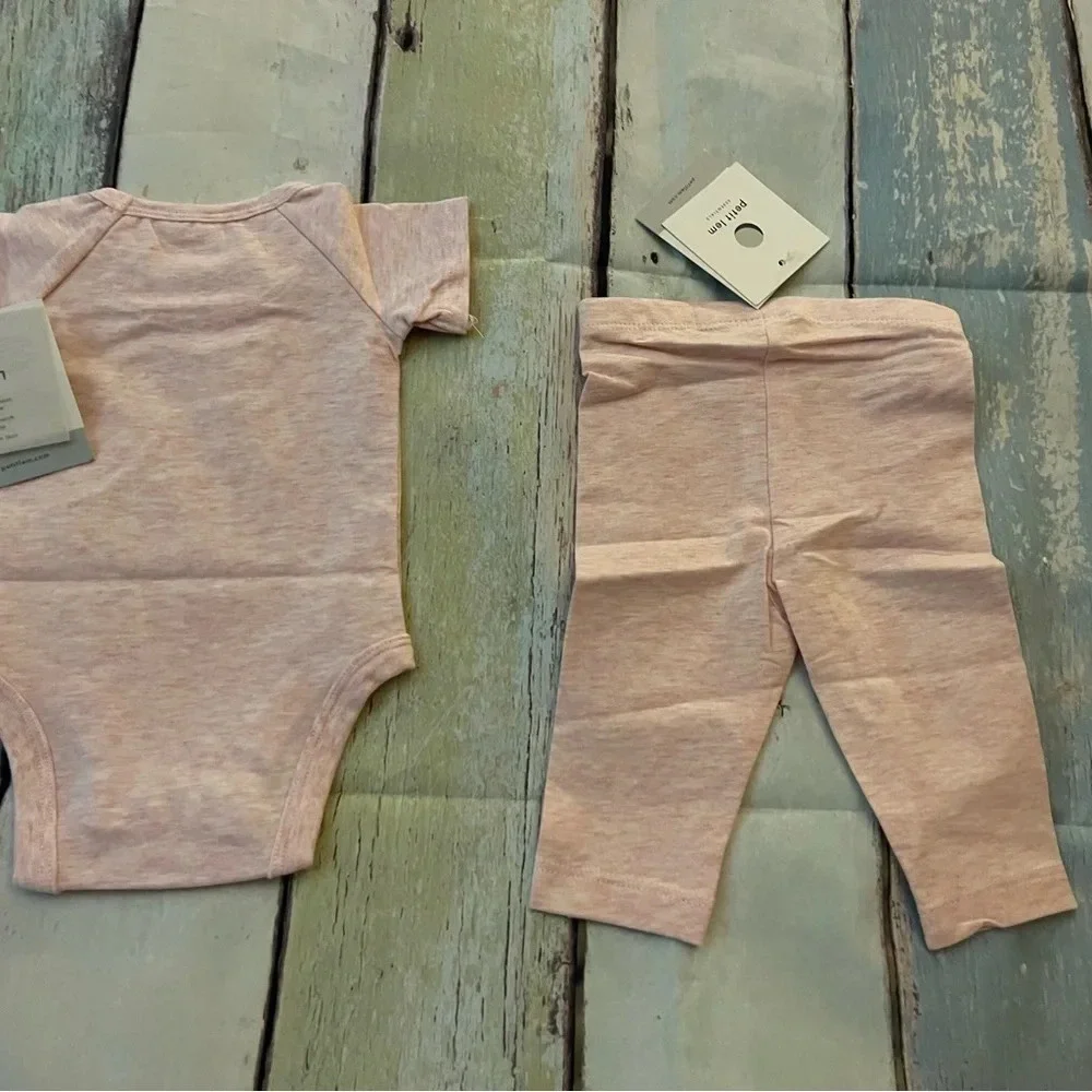2-Piece PETIT LEM Solid Diaper Shirt and Knit Leggings Set, 3 mos, NWT